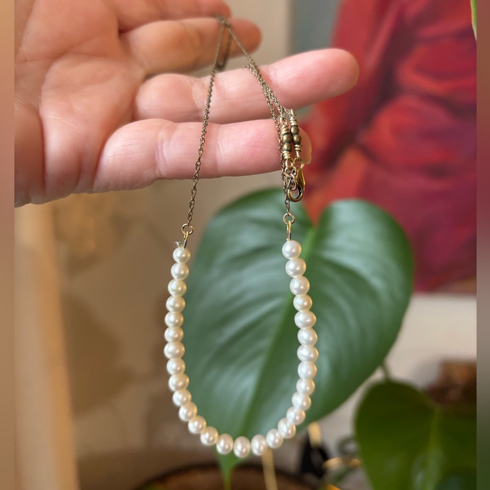 Long Vermeil and Pearl Layering Necklace